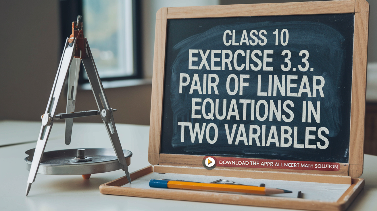 NCERT Math Solutions for Class 10 Maths Chapter 3 Pair of Linear Equations in Two Variables solutions (English Medium) || CBSE Class 10 Maths Chapter 3 Pair of Linear Equations in Two Variables Ex 3.3 Math Solution